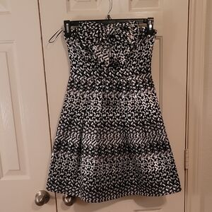 Eva Franco Black and White Strapless Dress